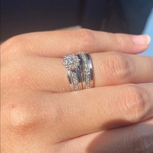 10k white gold diamond ring set